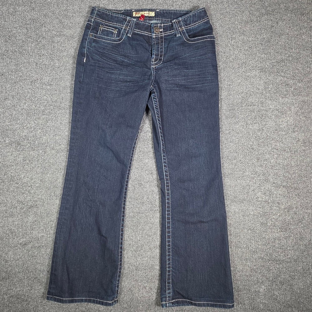 BKE Wendi Bootcut Jeans Dark Wash Contrast Stitch 30x29.5 Stretch Denim